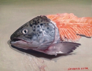 Fish head. 35 x 45 cm, oil on canvas 2015